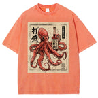 Unisex Octopus Printed Washed Tee