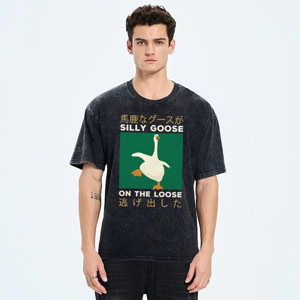 Unisex Loose Printed Washed Tee