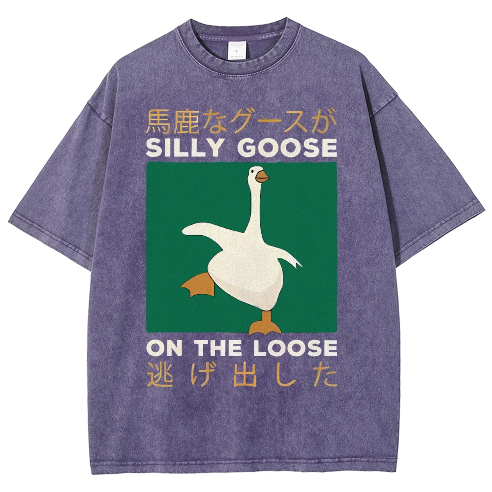 Unisex Loose Printed Washed Tee