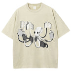Unisex Octopus Printed Washed Tee