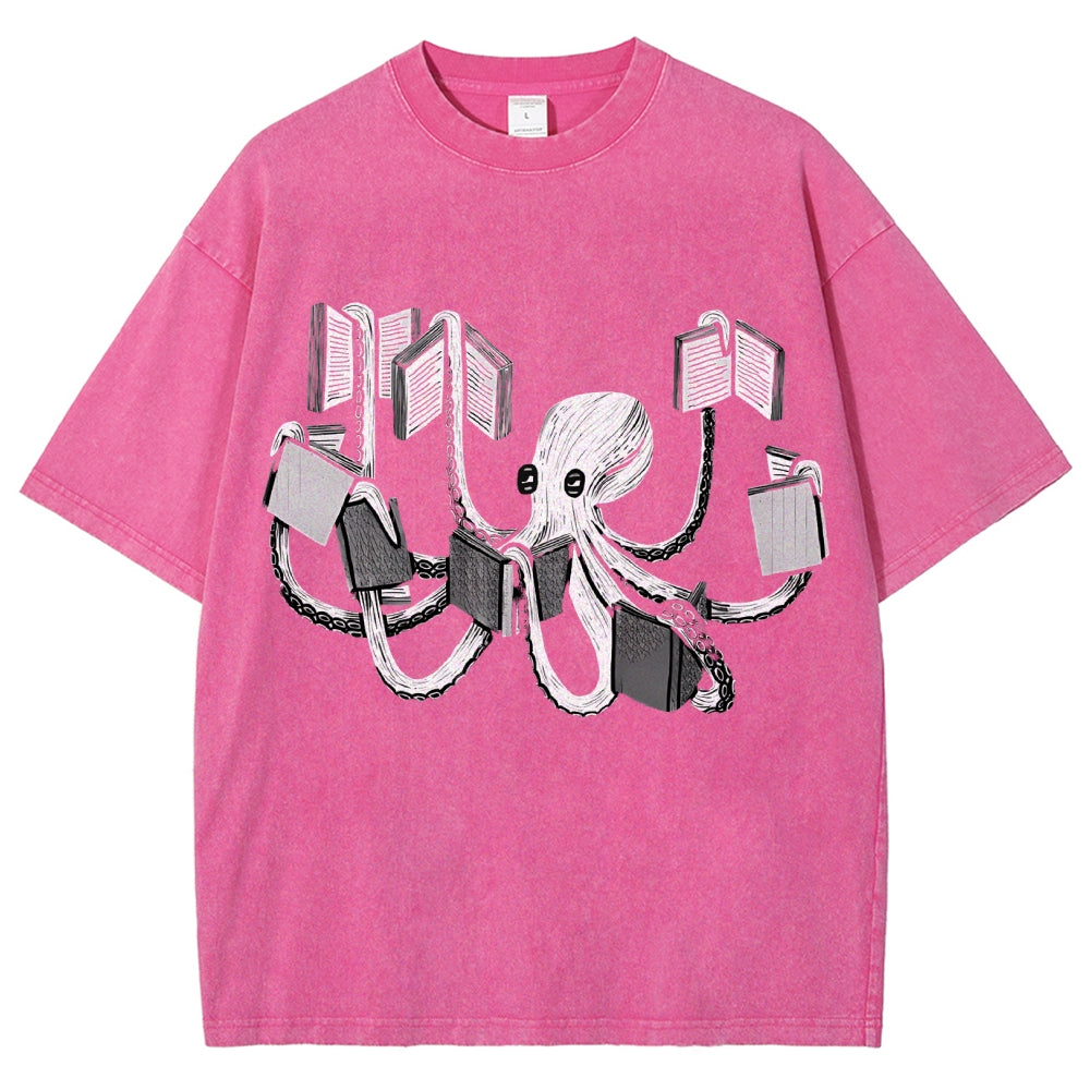 Unisex Octopus Printed Washed Tee