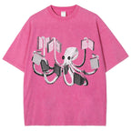 Unisex Octopus Printed Washed Tee