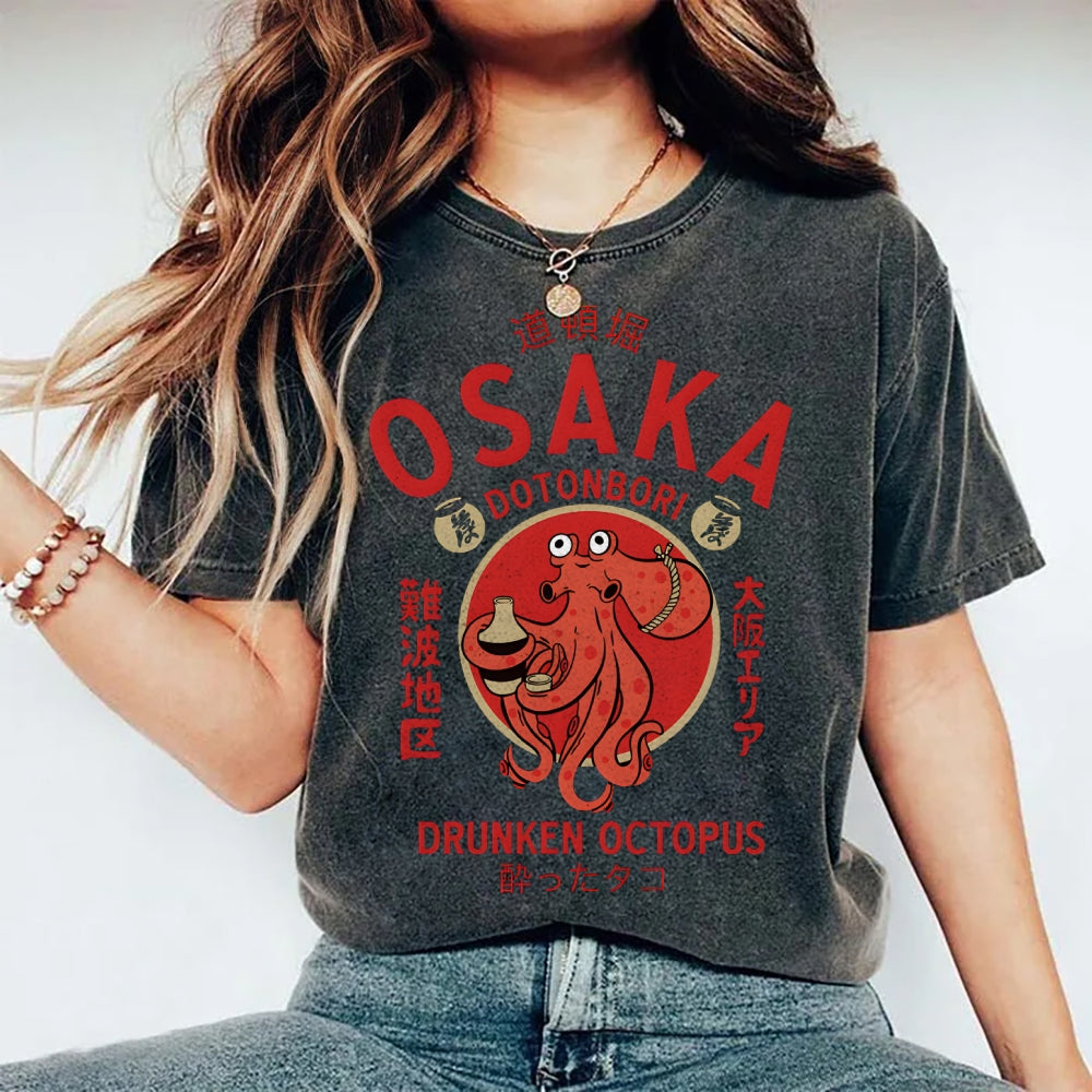 Unisex Osaka octopus Printed Washed Tee