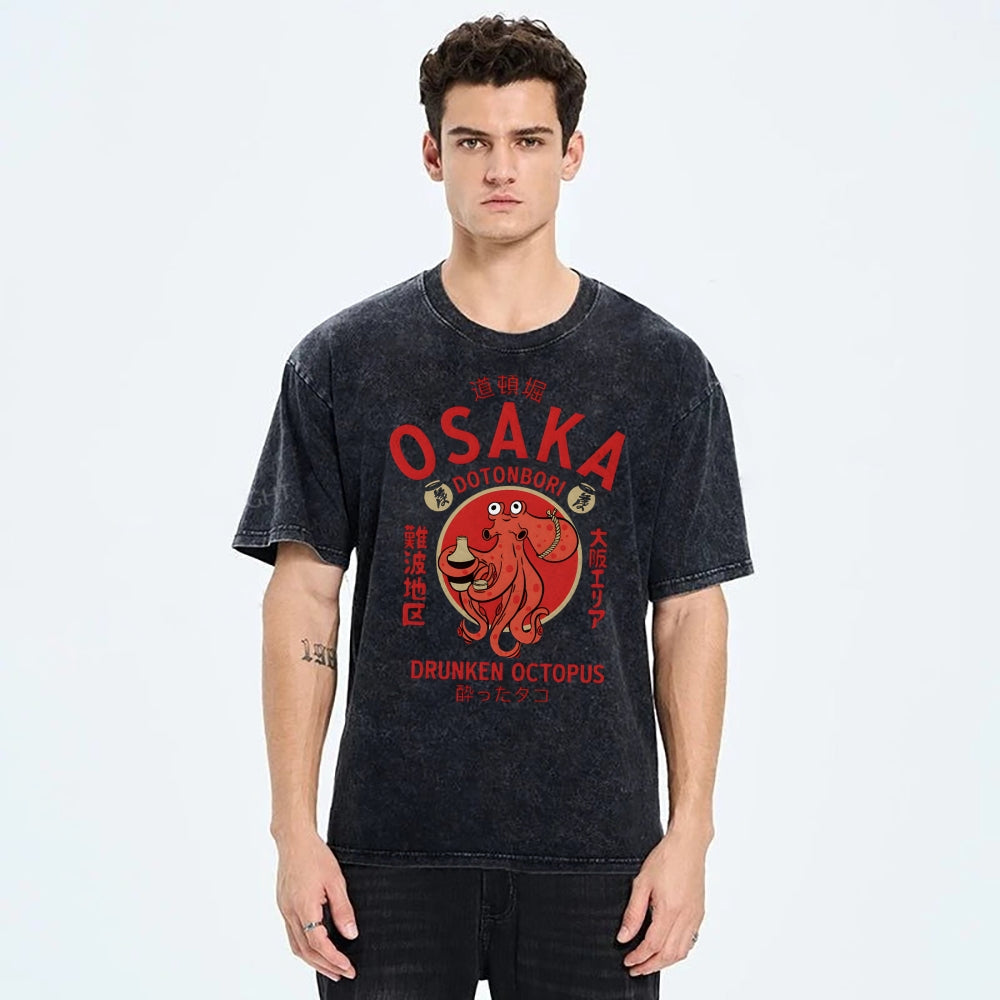 Unisex Osaka octopus Printed Washed Tee