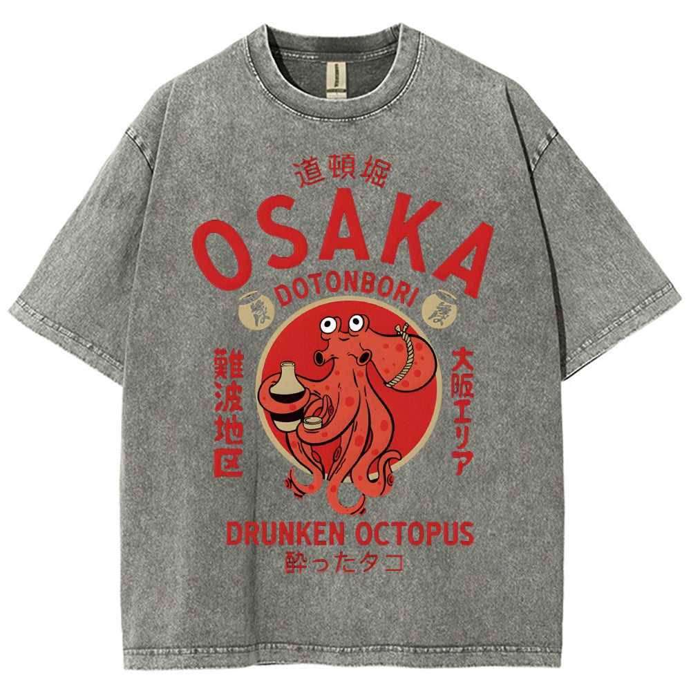 Unisex Osaka octopus Printed Washed Tee