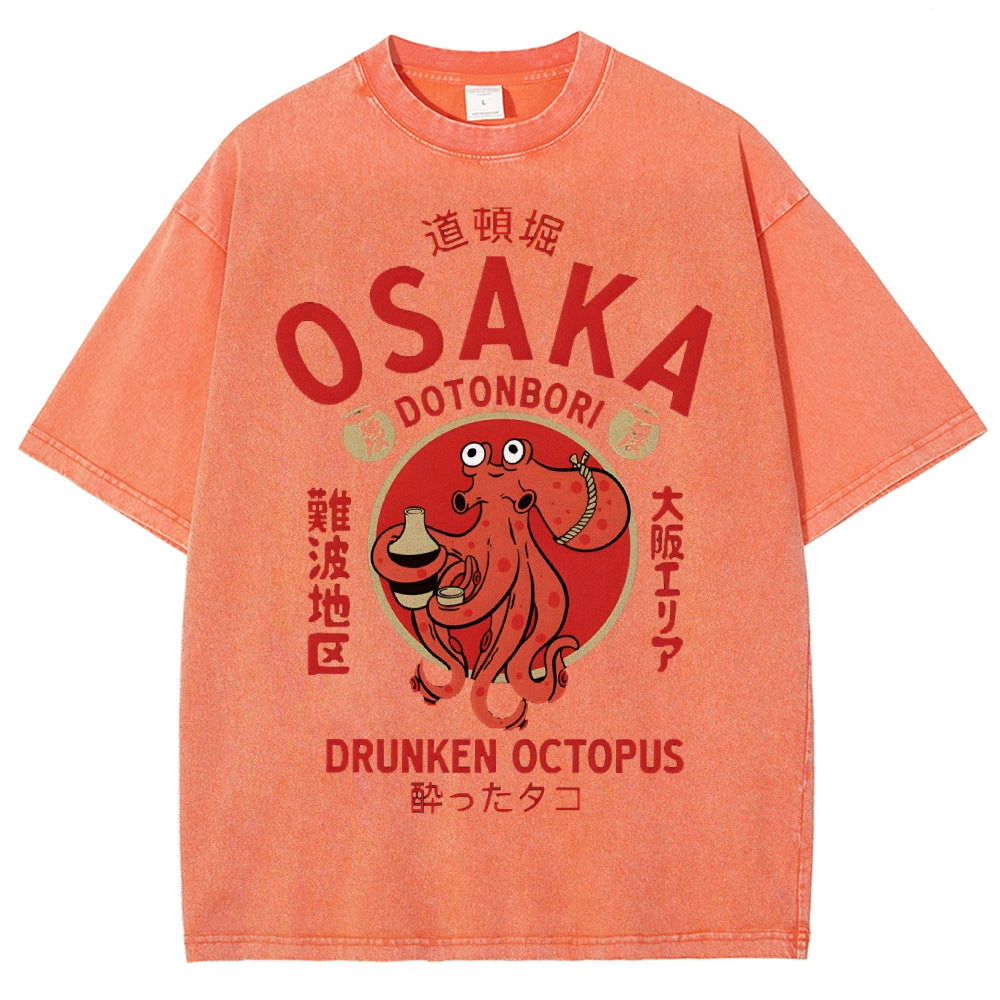 Unisex Osaka octopus Printed Washed Tee