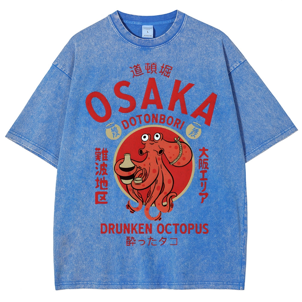 Unisex Osaka octopus Printed Washed Tee