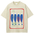 Unisex Sardines Printed Washed Tee