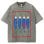 Unisex Sardines Printed Washed Tee