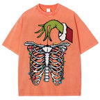 Unisex Christmas Skeleton Printed Washed Tee