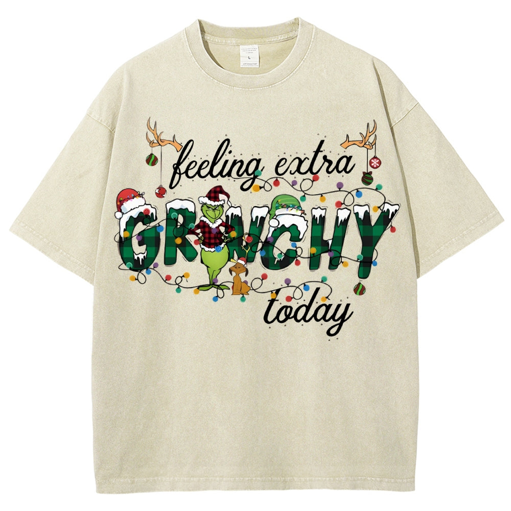Unisex Christmas Printed Washed Tee