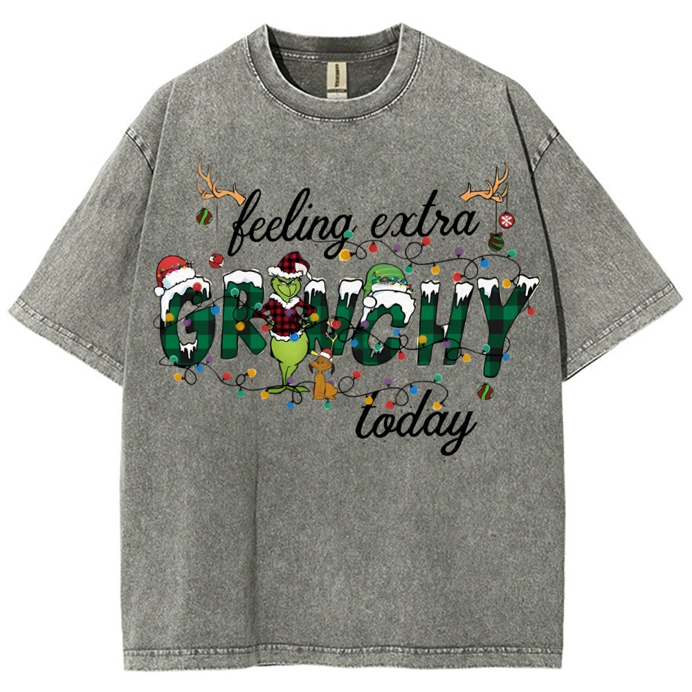 Unisex Christmas Printed Washed Tee