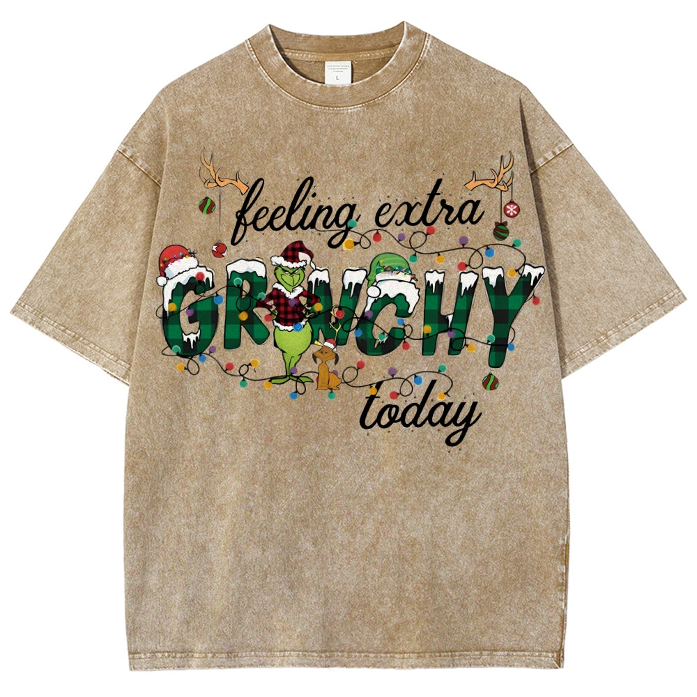 Unisex Christmas Printed Washed Tee