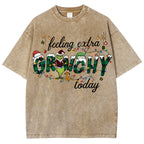 Unisex Christmas Printed Washed Tee