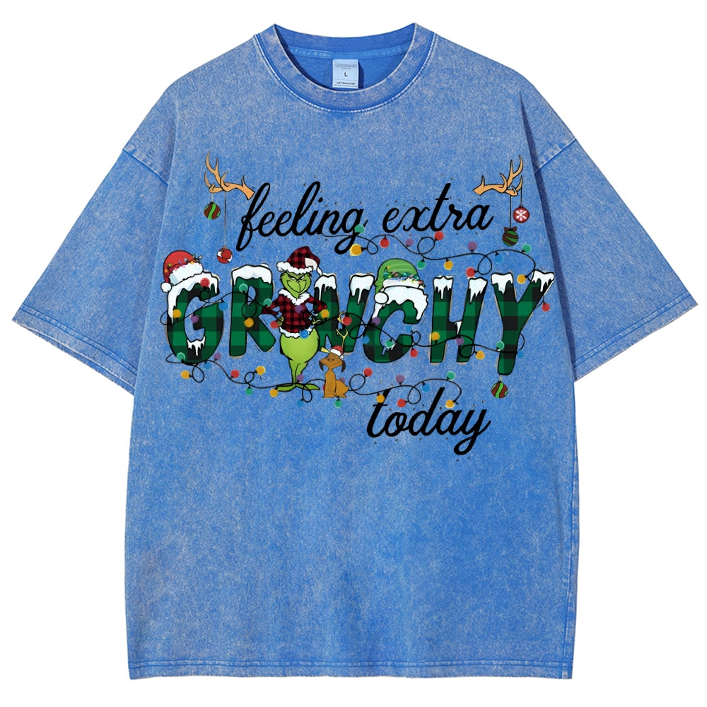 Unisex Christmas Printed Washed Tee