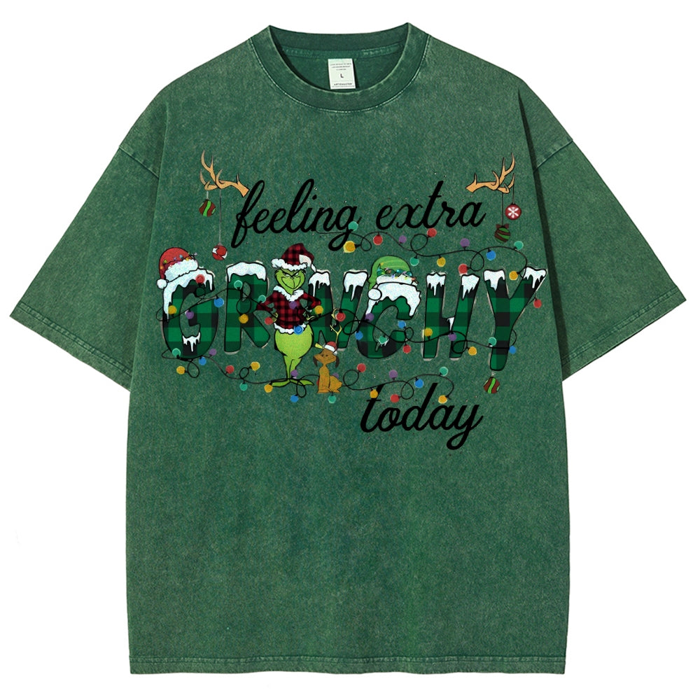 Unisex Christmas Printed Washed Tee