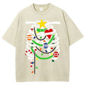 Unisex Christmas Skull Printed Washed Tee