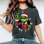 Unisex Christmas Monster Printed Washed Tee