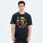 Unisex Christmas Monster Printed Washed Tee