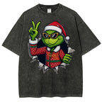 Unisex Christmas Monster Printed Washed Tee