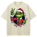 Unisex Christmas Monster Printed Washed Tee