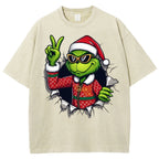 Unisex Christmas Monster Printed Washed Tee