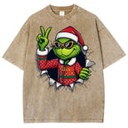 Unisex Christmas Monster Printed Washed Tee