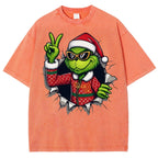 Unisex Christmas Monster Printed Washed Tee