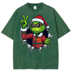 Unisex Christmas Monster Printed Washed Tee