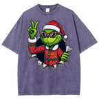 Unisex Christmas Monster Printed Washed Tee
