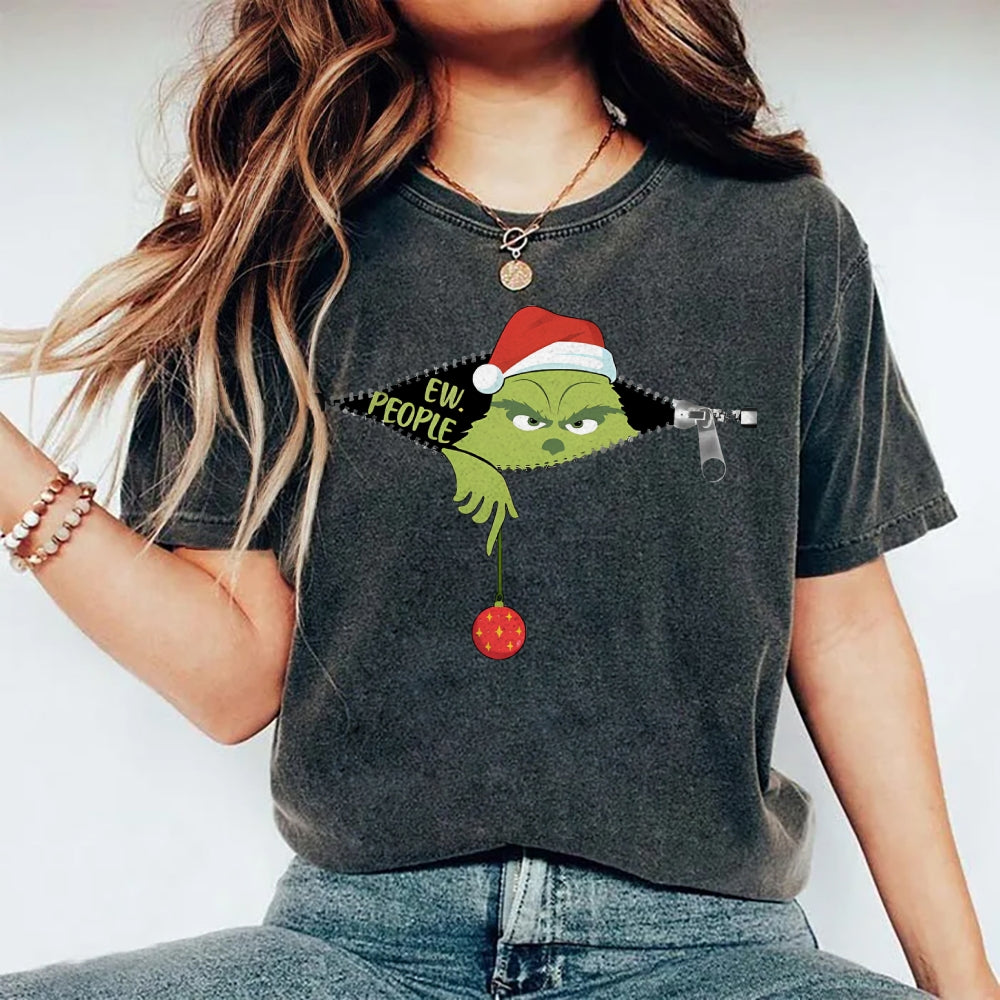 Unisex Christmas EW People Printed Washed Tee