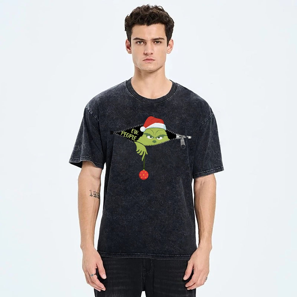 Unisex Christmas EW People Printed Washed Tee
