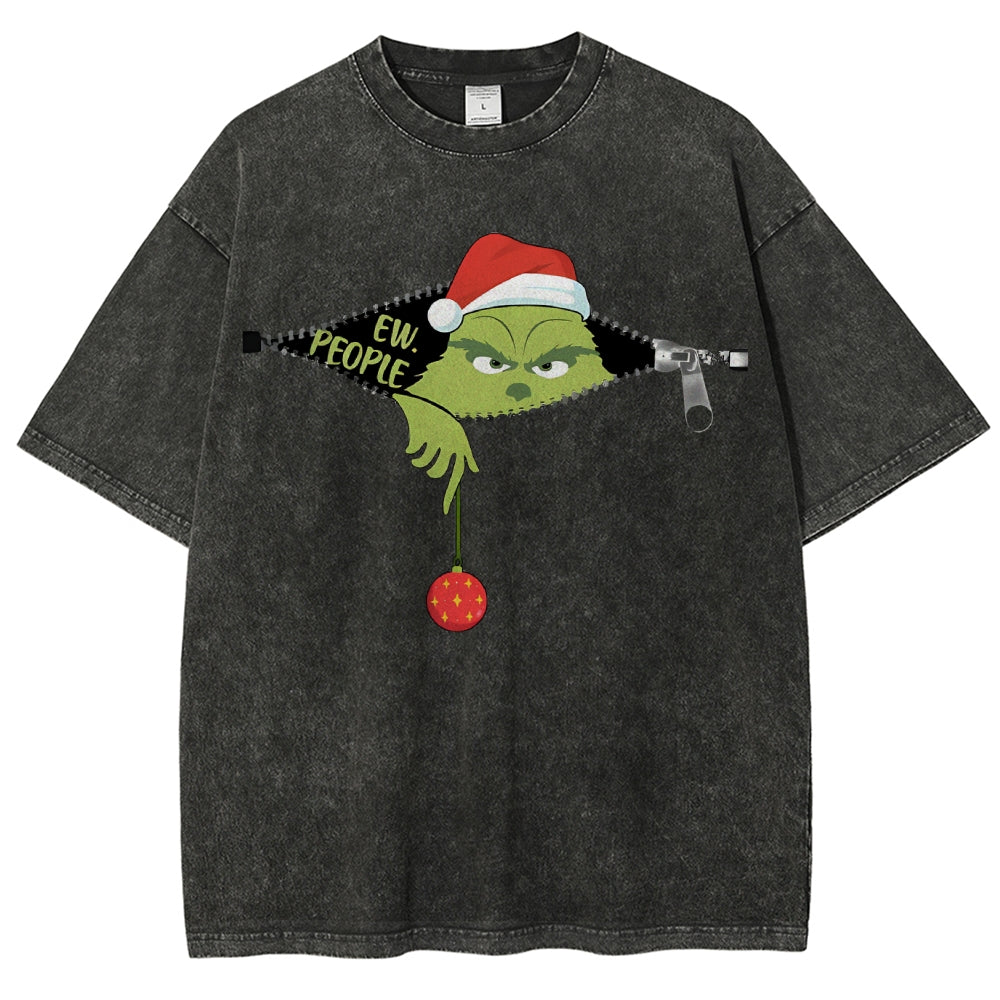 Unisex Christmas EW People Printed Washed Tee