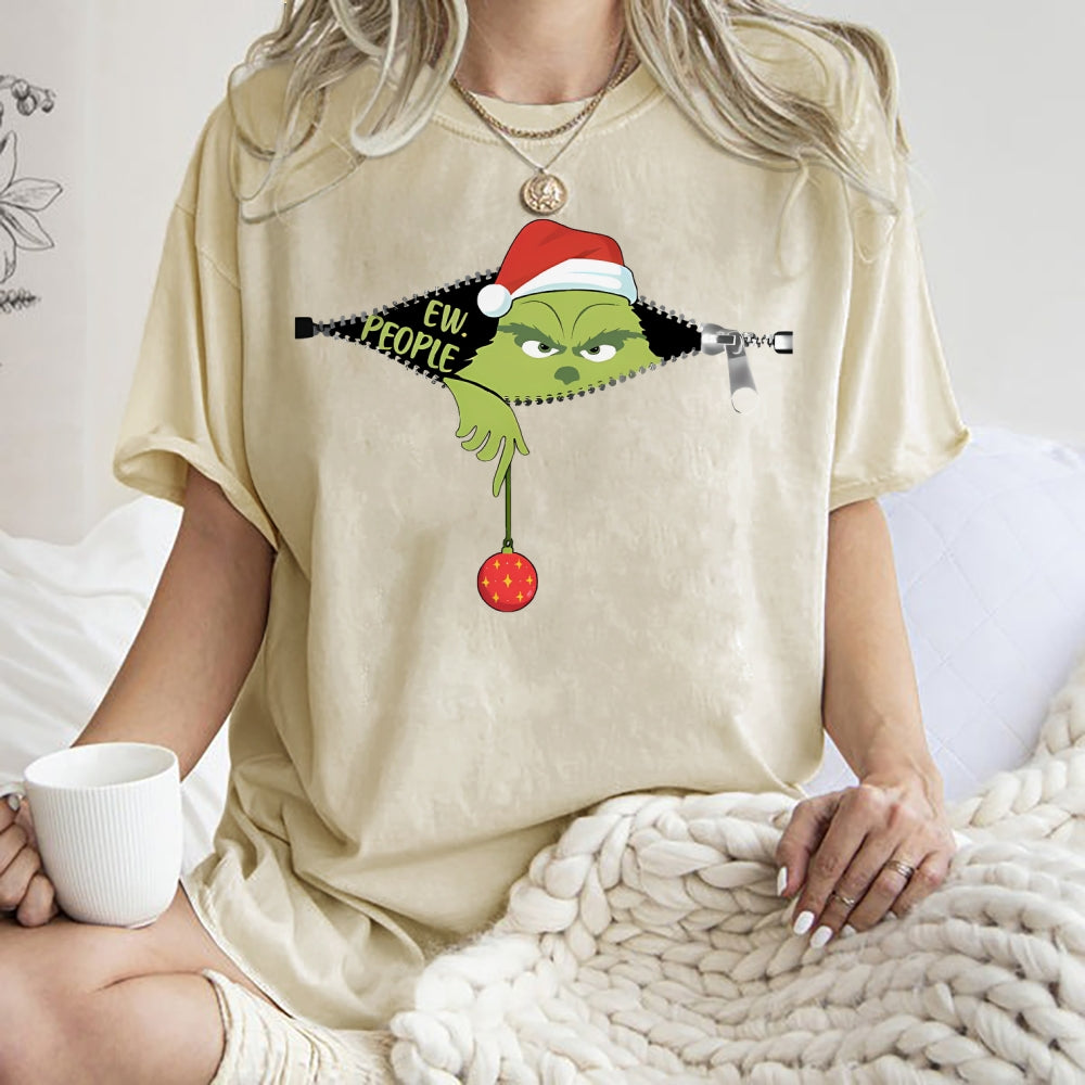 Unisex Christmas EW People Printed Washed Tee