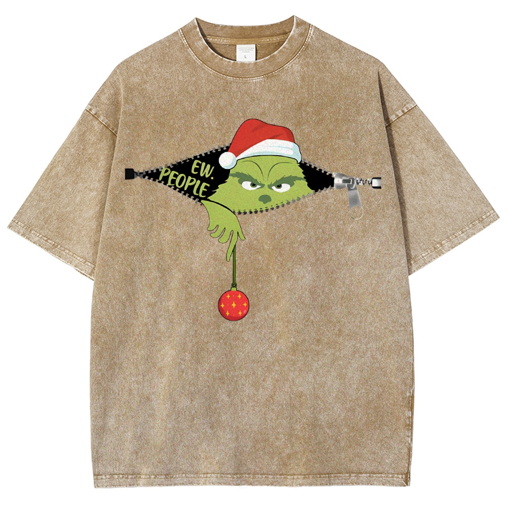 Unisex Christmas EW People Printed Washed Tee