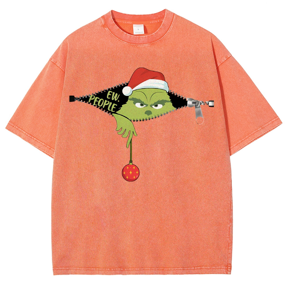 Unisex Christmas EW People Printed Washed Tee