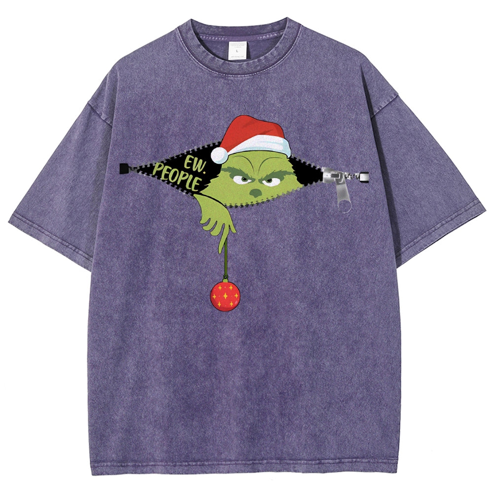 Unisex Christmas EW People Printed Washed Tee
