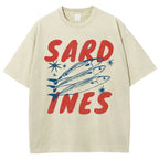 Unisex Sardines Printed Washed Tee