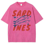 Unisex Sardines Printed Washed Tee