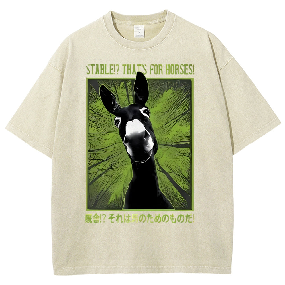 Unisex Donkey Printed Washed Tee