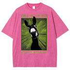 Unisex Donkey Printed Washed Tee