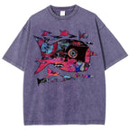 Unisex Abstract Art Fish Printed Washed Tee