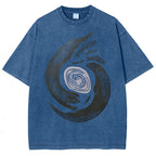 Unisex Vintage Fish Printed Washed Tee