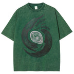 Unisex Vintage Fish Printed Washed Tee