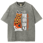 Unisex Japanese Koi Printed Washed Tee