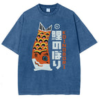 Unisex Japanese Koi Printed Washed Tee