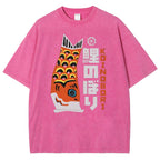 Unisex Japanese Koi Printed Washed Tee
