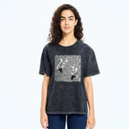 Unisex Waves Koi Printed Washed Tee