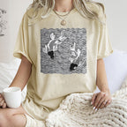 Unisex Waves Koi Printed Washed Tee