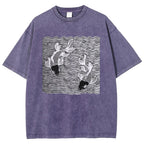 Unisex Waves Koi Printed Washed Tee